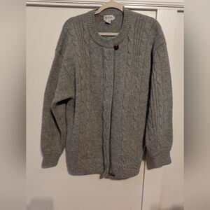 Chunky Wool Cozy Gray Cable Knit Sweater L